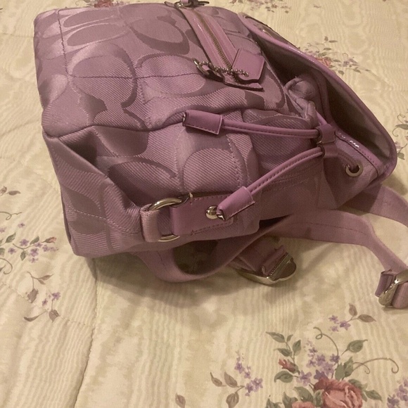 Vintage Coach Lilac/Purple Signature Jacquard Backpack Very Nice main image 4